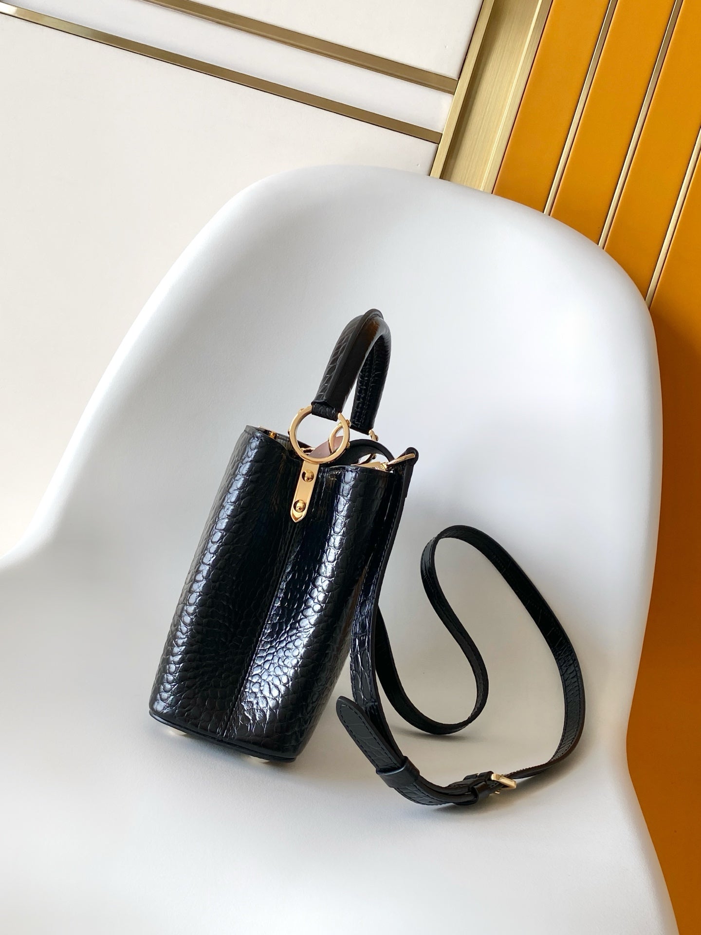 Louis Vuitton Capucines BB - Crocodile Embossed Leather Black