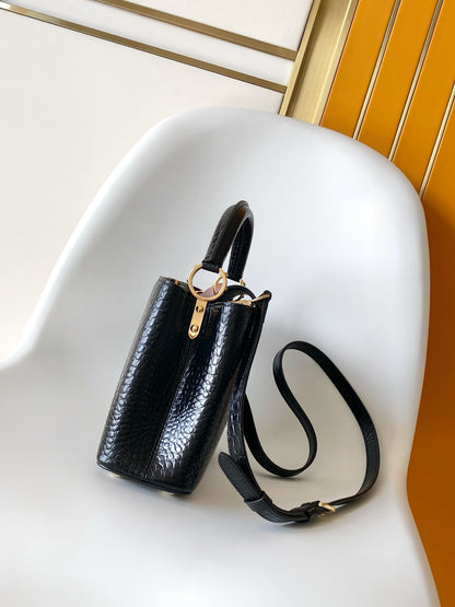 Louis Vuitton Capucines BB - Crocodile Embossed Leather Black