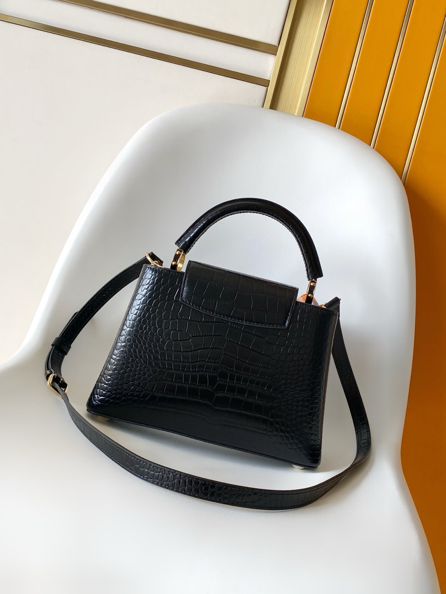 Louis Vuitton Capucines BB - Crocodile Embossed Leather Black