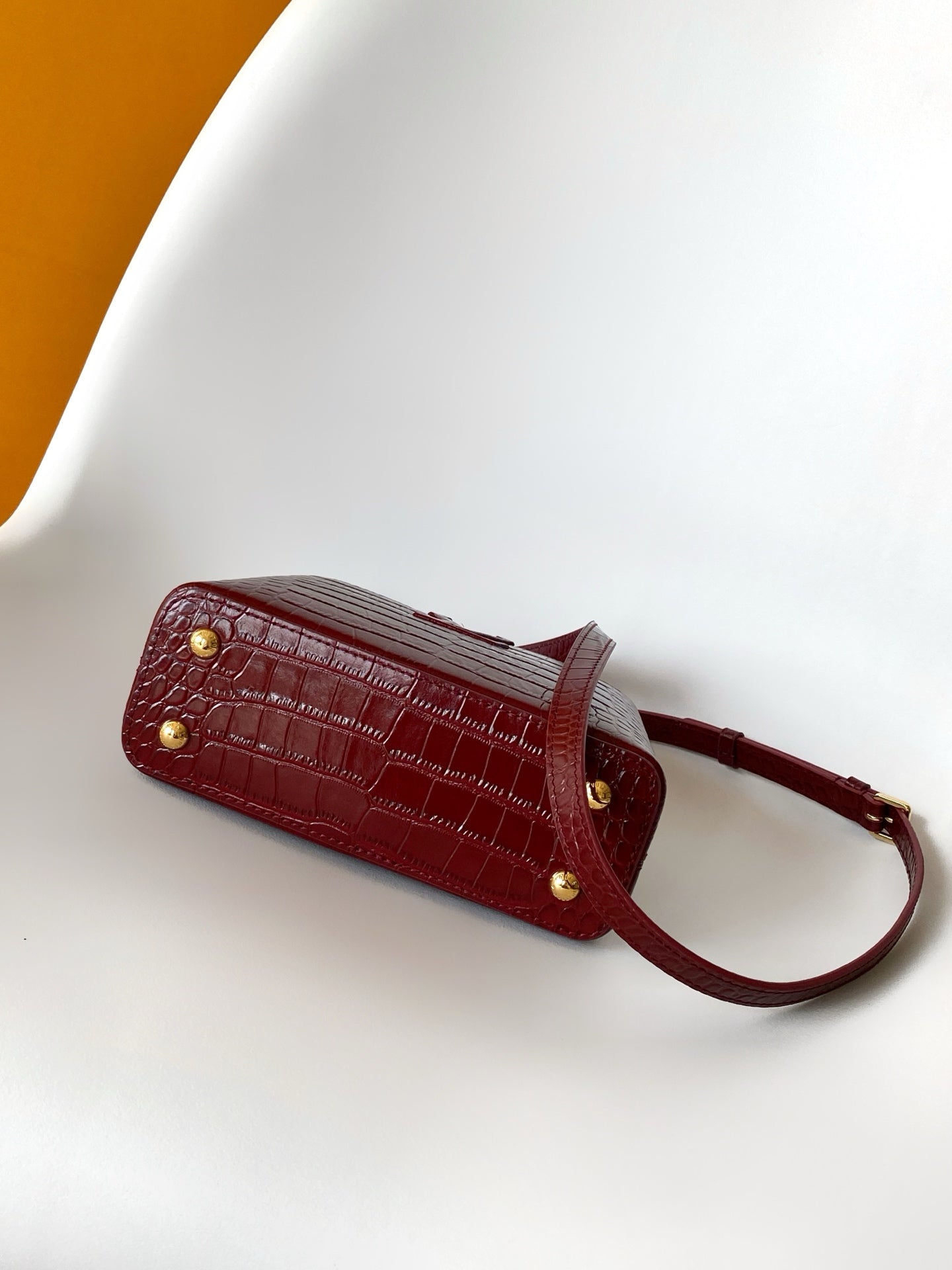 Louis Vuitton Capucines Mini - Crocodile Embossed Leather Burgundy