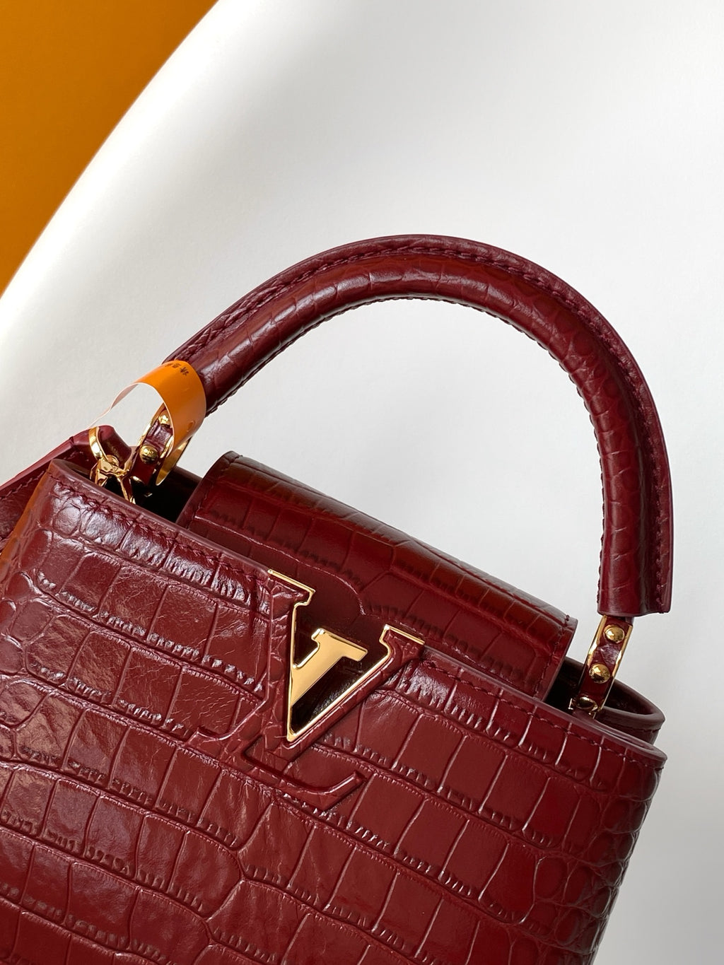 Louis Vuitton Capucines Mini - Crocodile Embossed Leather Burgundy