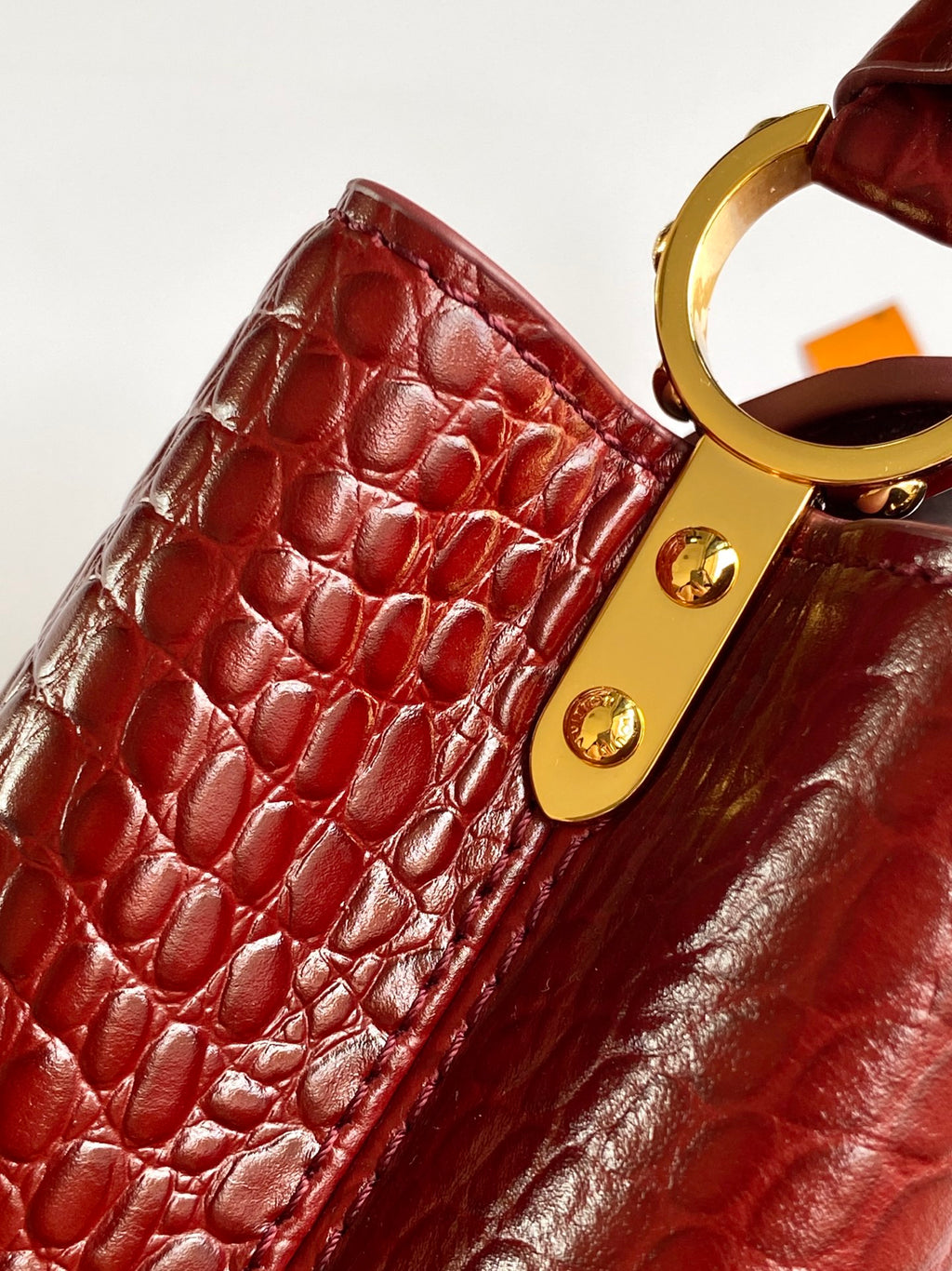 Louis Vuitton Capucines Mini - Crocodile Embossed Leather Burgundy