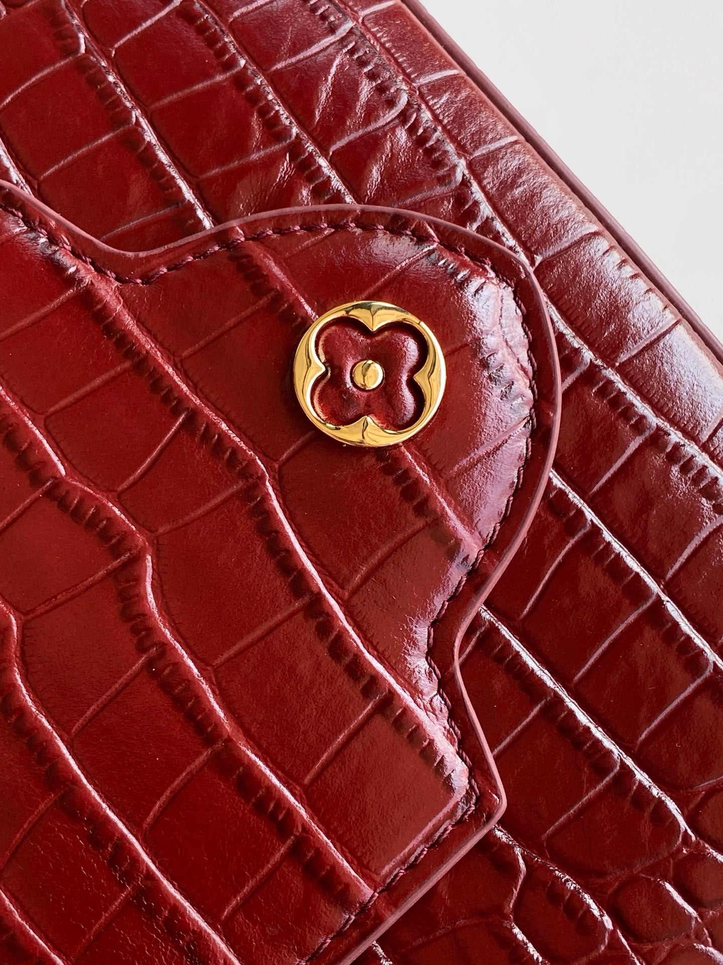 Louis Vuitton Capucines Mini - Crocodile Embossed Leather Burgundy