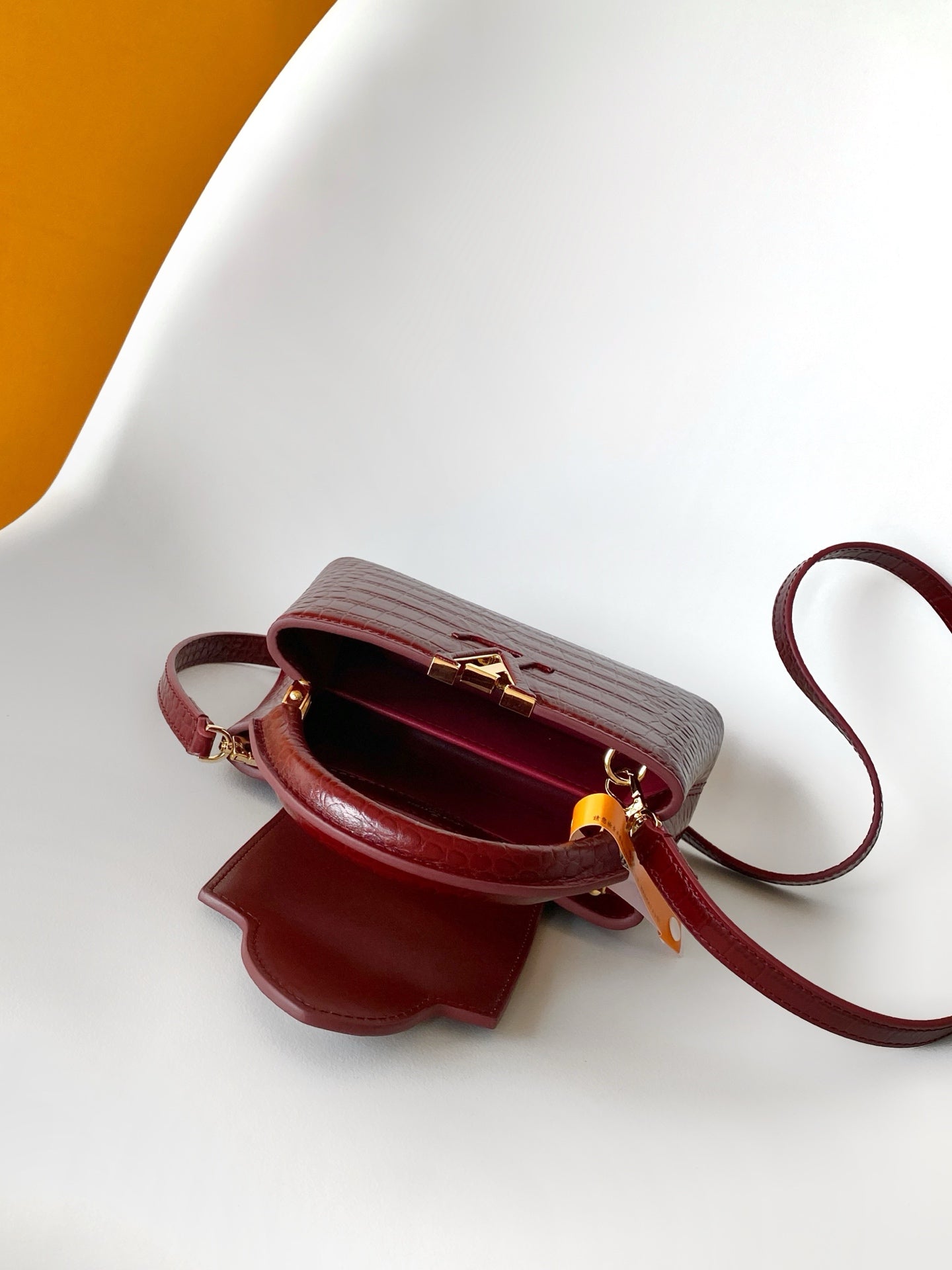 Louis Vuitton Capucines Mini - Crocodile Embossed Leather Burgundy