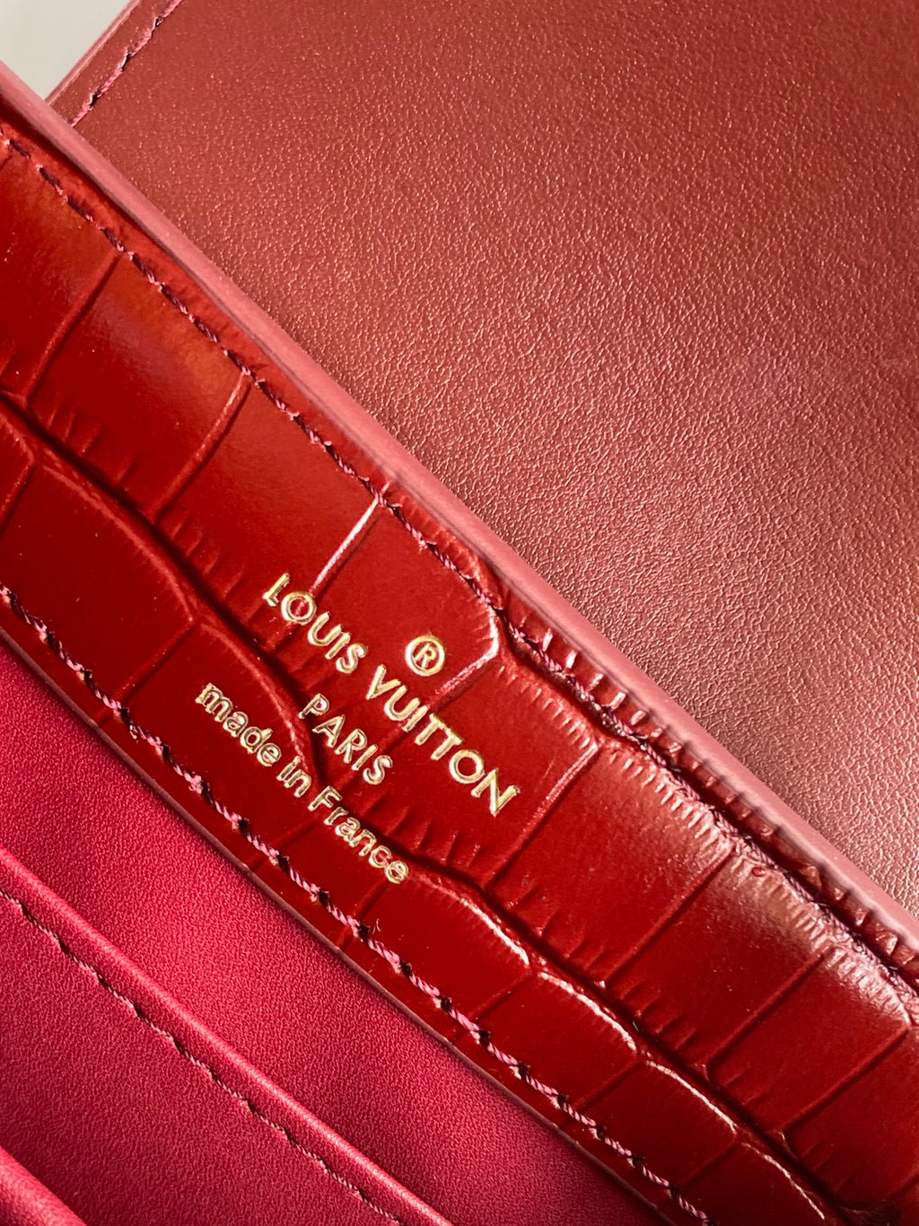 Louis Vuitton Capucines Mini - Crocodile Embossed Leather Burgundy