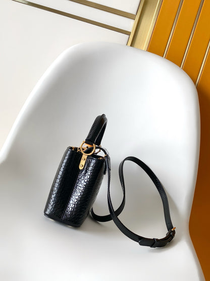 Louis Vuitton Capucines Mini - Crocodile Embossed Leather Black