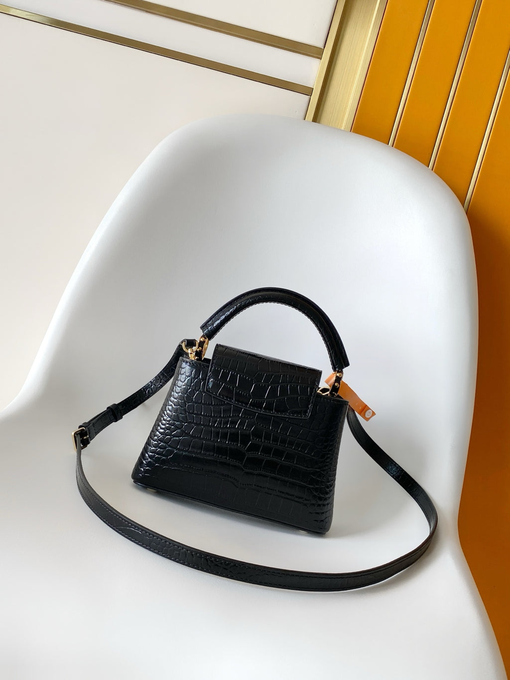 Louis Vuitton Capucines Mini - Crocodile Embossed Leather Black