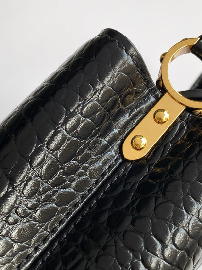 Louis Vuitton Capucines Mini - Crocodile Embossed Leather Black