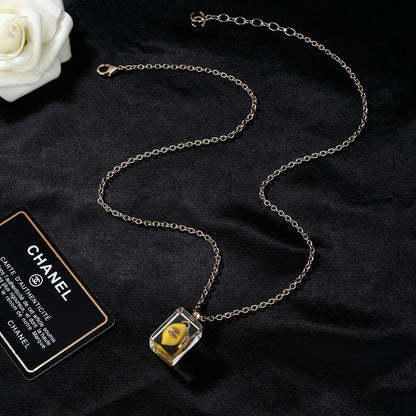 Chanel Clear Lucite Ice Cube Yellow Mini Bag Pendant Necklace