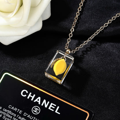 Chanel Clear Lucite Ice Cube Yellow Mini Bag Pendant Necklace