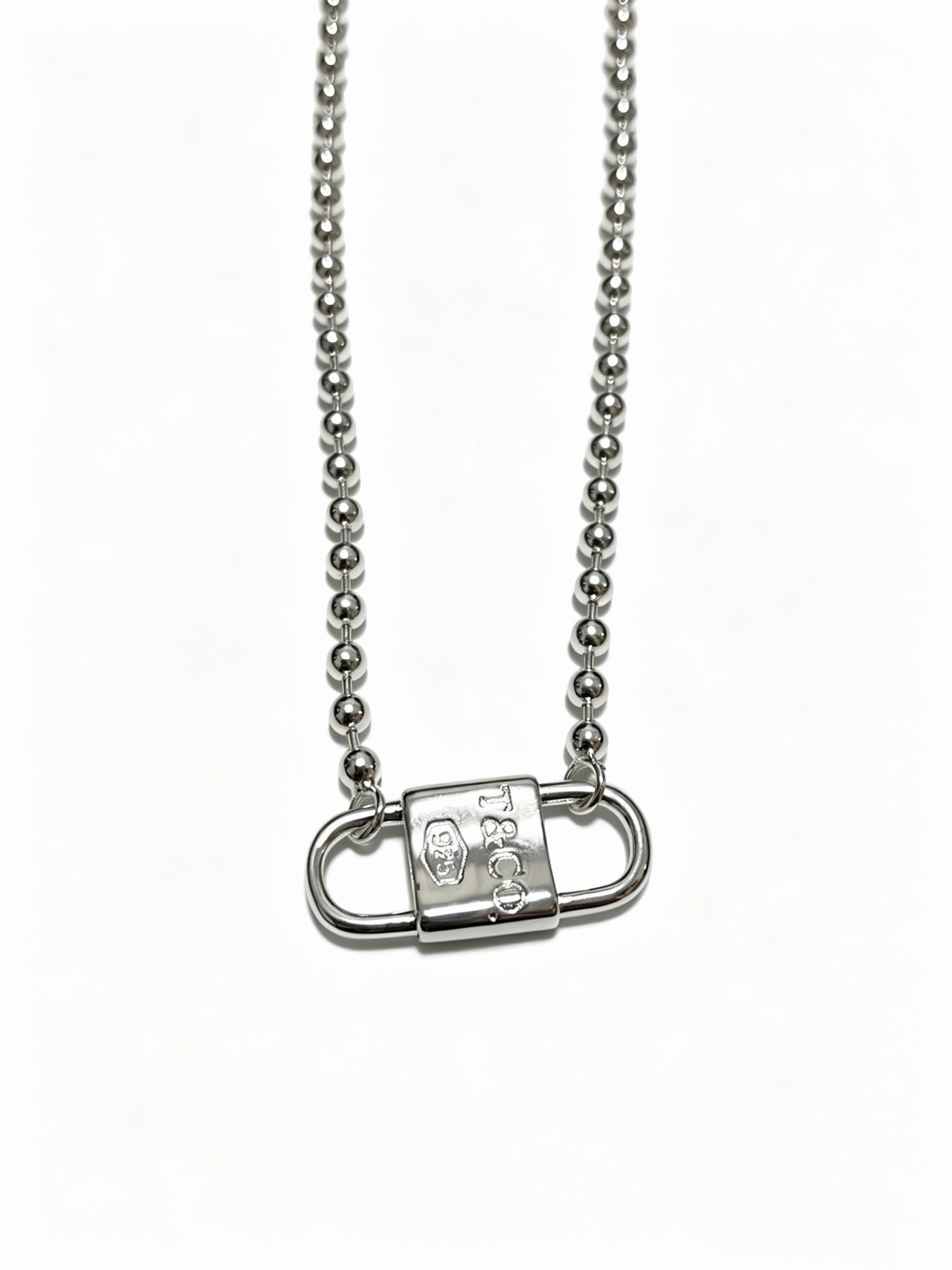 Tiffany & Co. Return to Tiffany Sterling Silver Bead Chain Padlock Pendant Necklace