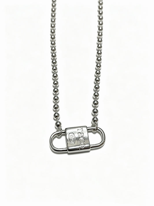 Tiffany & Co. Return to Tiffany Sterling Silver Bead Chain Padlock Pendant Necklace
