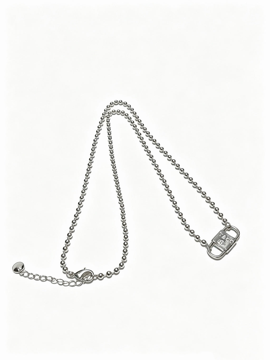 Tiffany & Co. Return to Tiffany Sterling Silver Bead Chain Padlock Pendant Necklace
