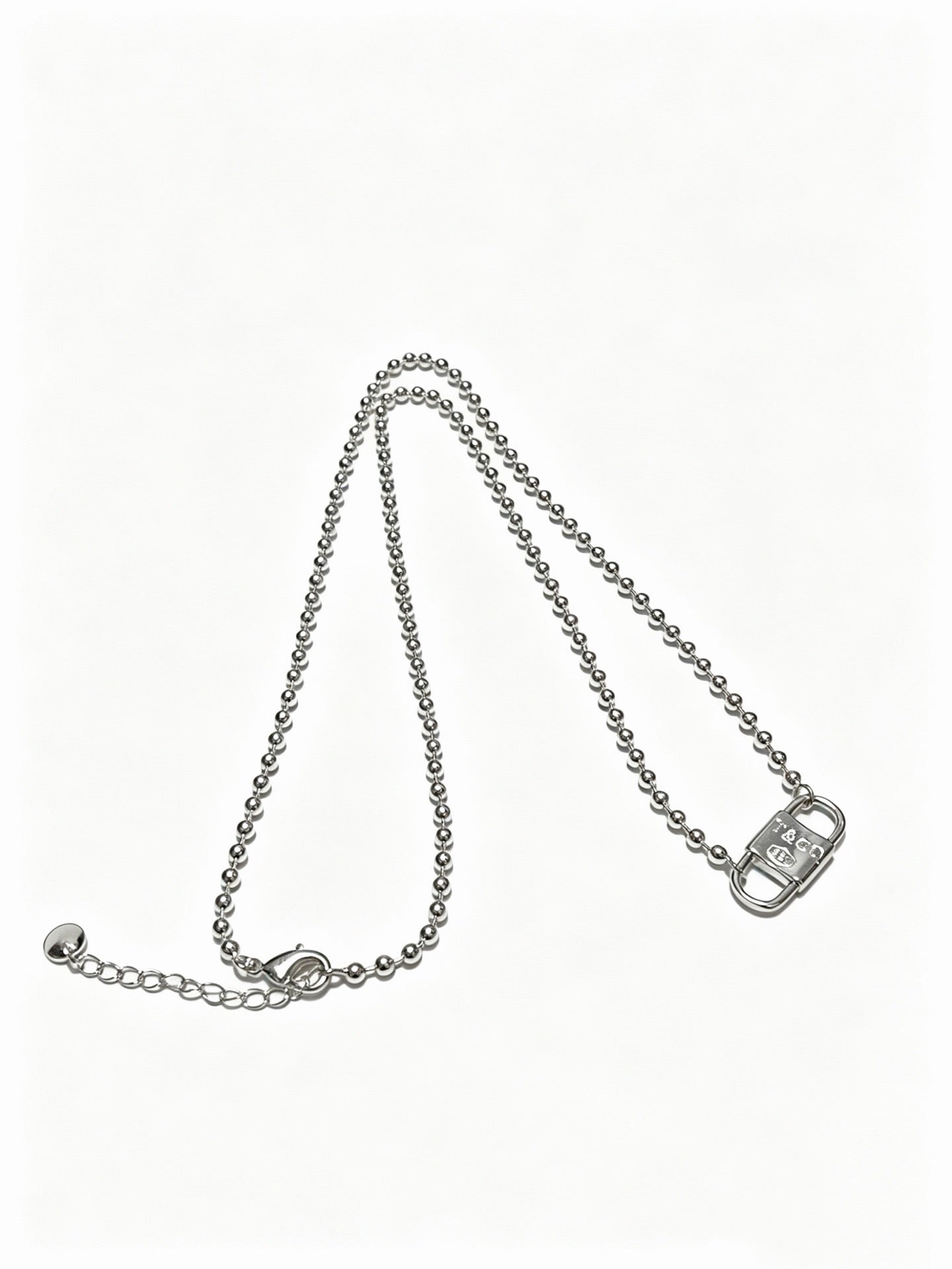 Tiffany & Co. Return to Tiffany Sterling Silver Bead Chain Padlock Pendant Necklace