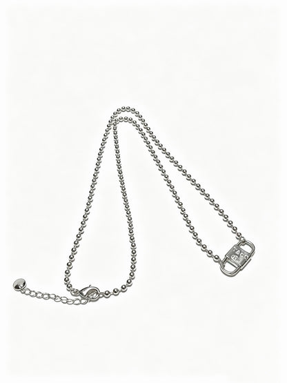 Tiffany & Co. Return to Tiffany Sterling Silver Bead Chain Padlock Pendant Necklace