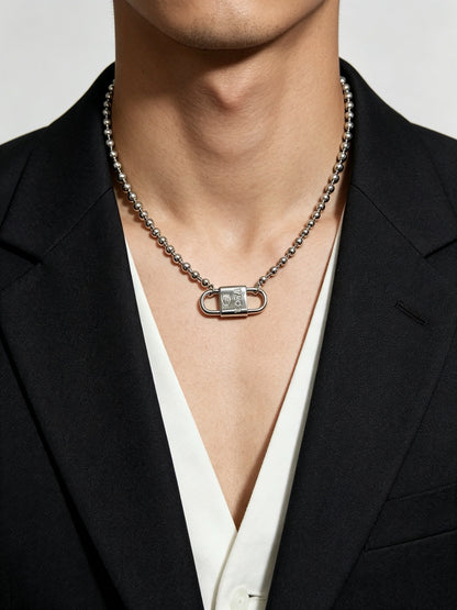 Tiffany & Co. Return to Tiffany Sterling Silver Bead Chain Padlock Pendant Necklace