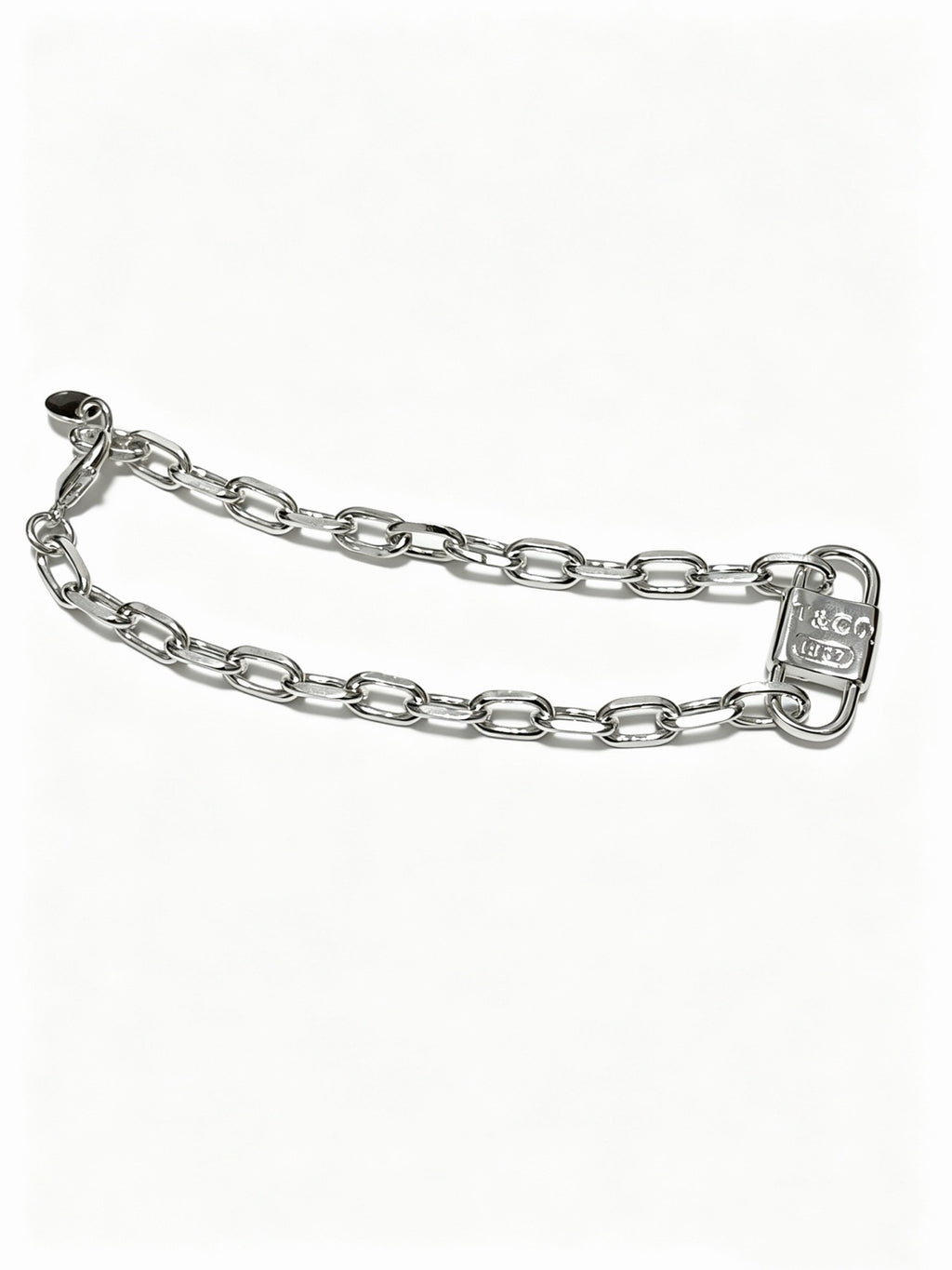 Tiffany & Co. 1837 Sterling Silver Industrial Link Chain Padlock Bracelet