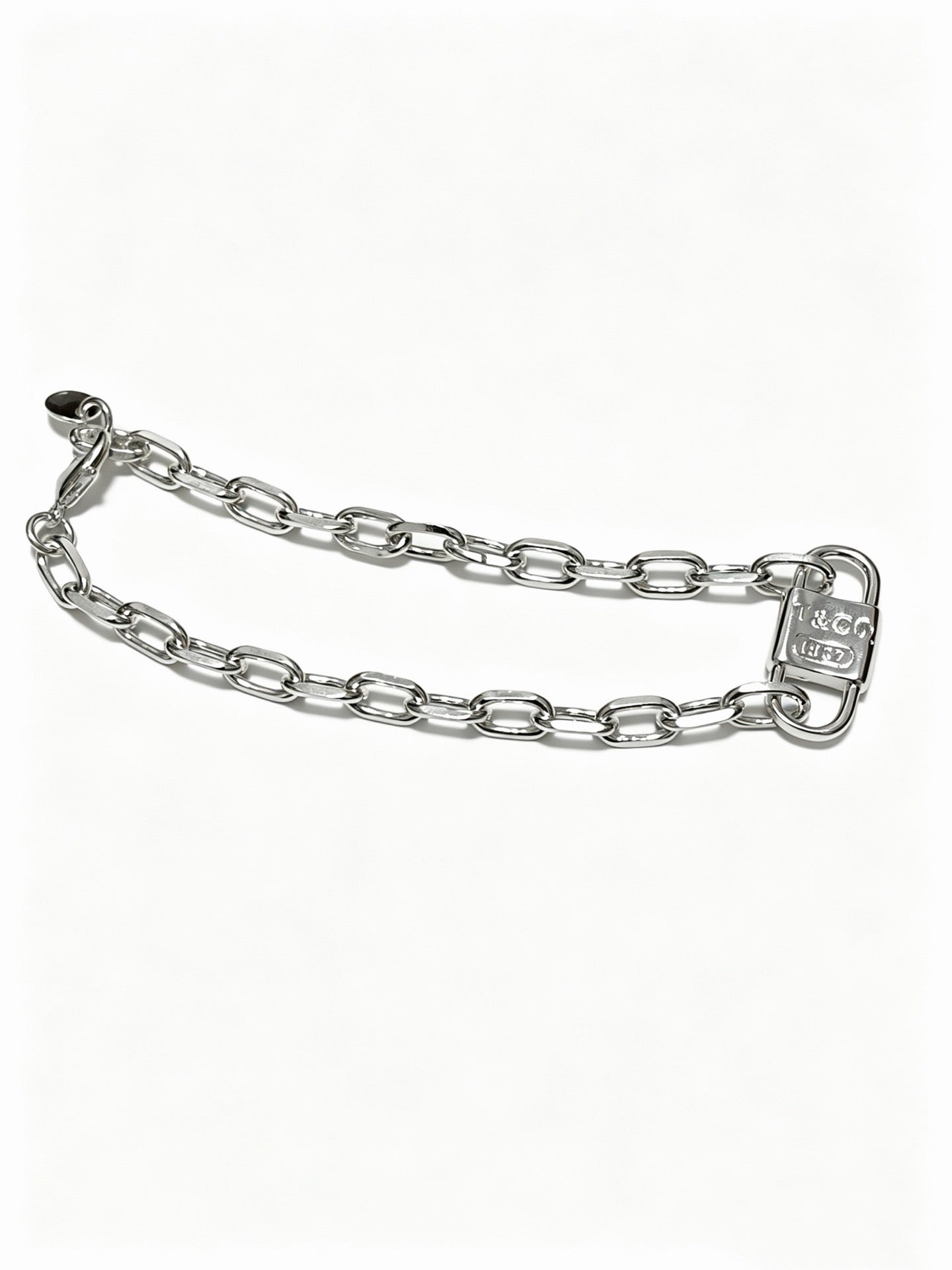 Tiffany & Co. 1837 Sterling Silver Industrial Link Chain Padlock Bracelet