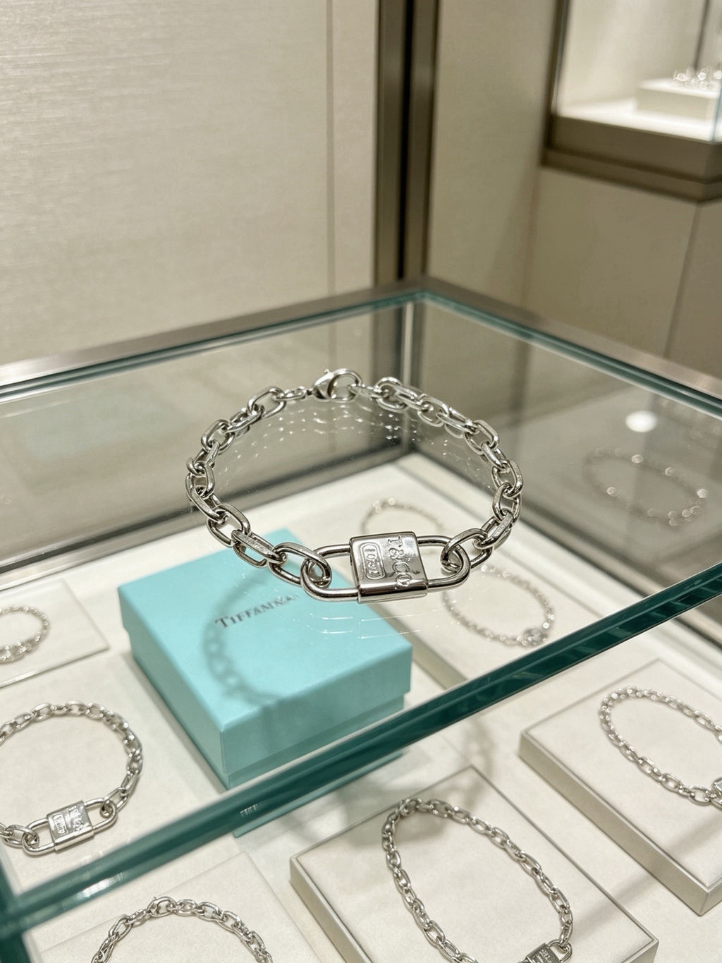 Tiffany & Co. 1837 Sterling Silver Industrial Link Chain Padlock Bracelet