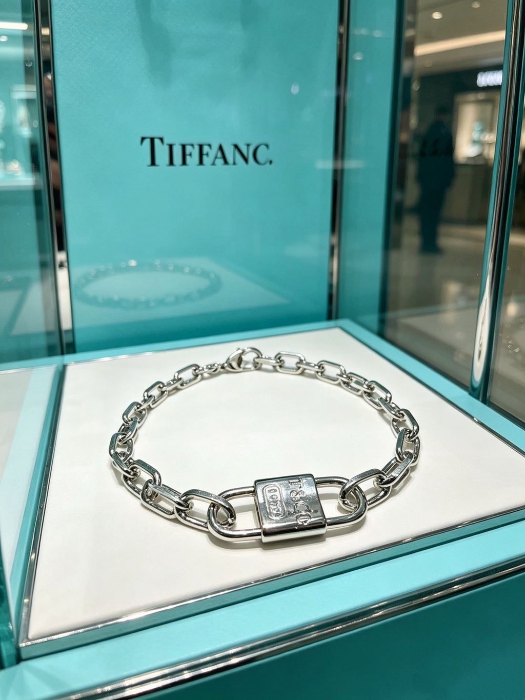Tiffany & Co. 1837 Sterling Silver Industrial Link Chain Padlock Bracelet