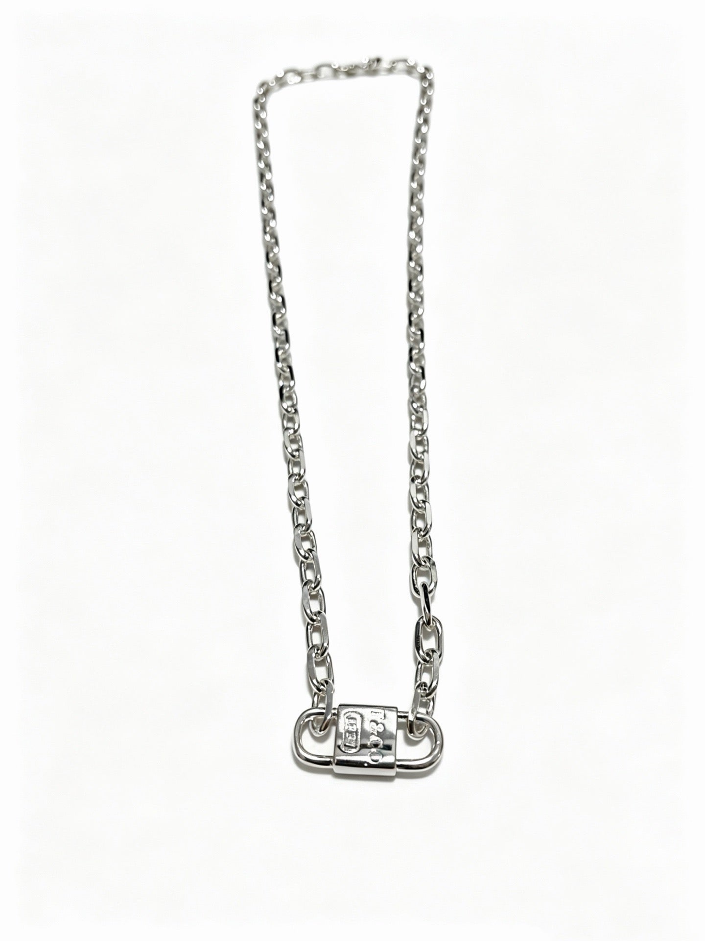 Tiffany & Co. 1837 Sterling Silver Industrial Link Chain Padlock Pendant Necklace