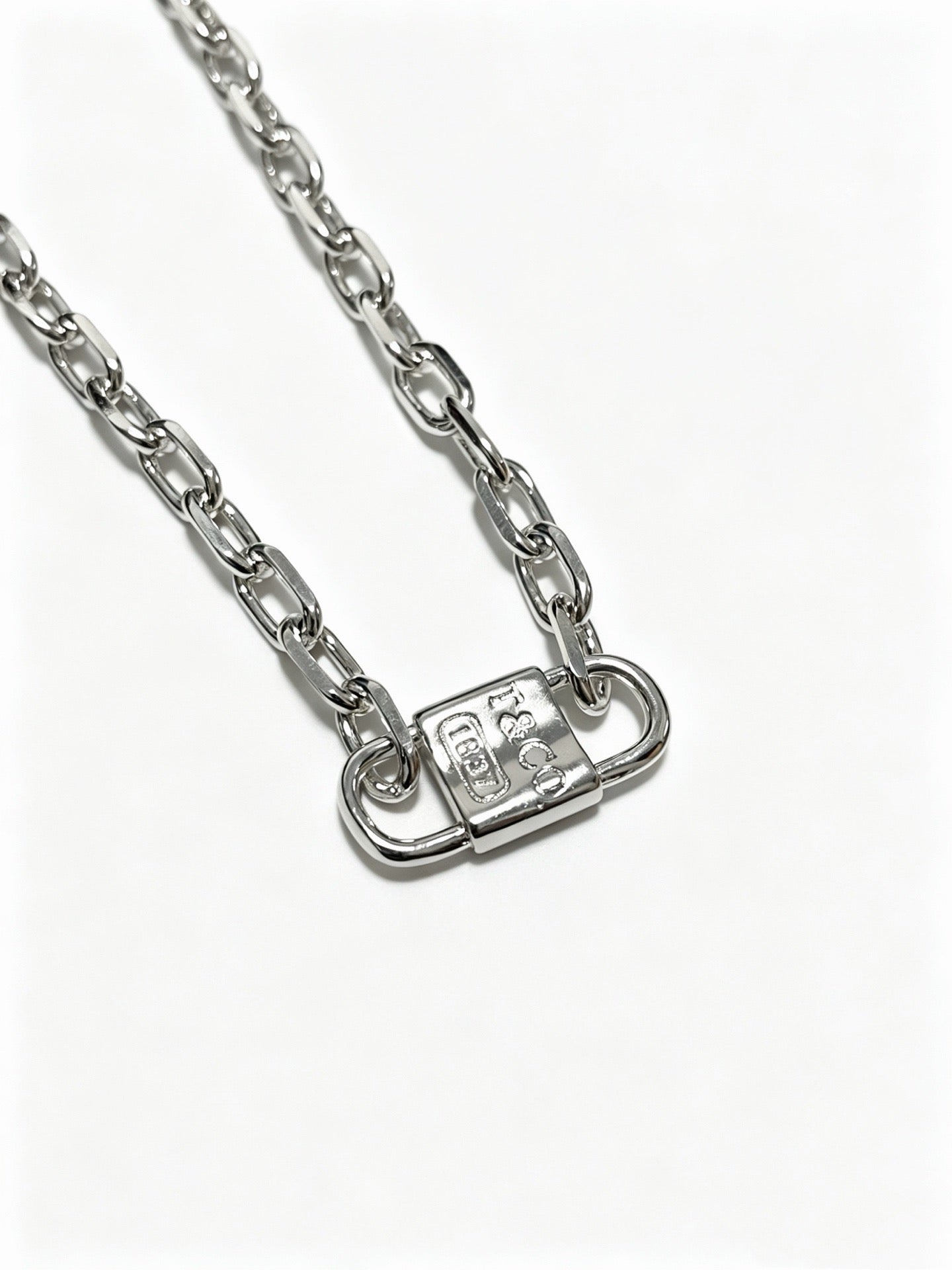 Tiffany & Co. 1837 Sterling Silver Industrial Link Chain Padlock Pendant Necklace