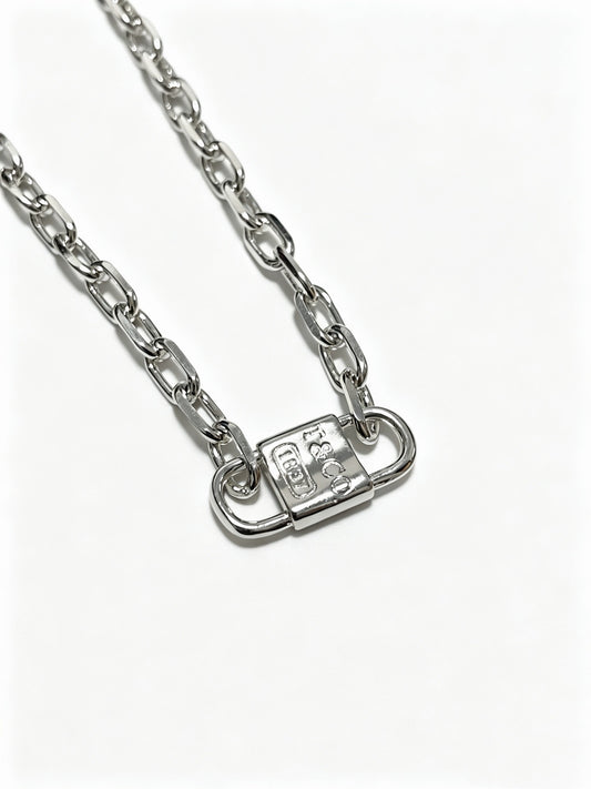 Tiffany & Co. 1837 Sterling Silver Industrial Link Chain Padlock Pendant Necklace
