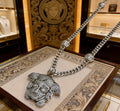 Versace Silver-Tone Oversized Medusa Head Full Crystal-Paved Curb Chain Necklace