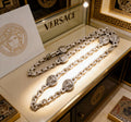Versace Silver-Tone Antique Medusa Medallion Multi-Badge Long Link Chain Necklace