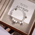 Chrome Hearts Style Natural White Howlite Bead Fleur-de-Lis Charm Silver Bracelet