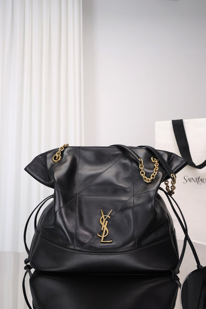 Saint Laurent Jamie Shopping Bag — Black Nappa Lambskin with Antique Gold Hardware