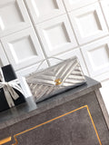 Chanel 26X Luminous Silver Metallic Woven Clutch Bag