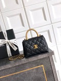 Chanel Coco Handle Small 14 Black Gold Diamond Handle 25A
