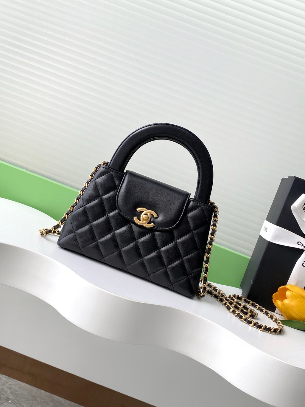 Chanel 25C Kelly Bag — Black Quilted Lambskin with Gold Hardware