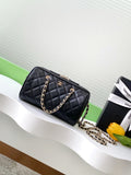 Chanel 25P Quilted Lambskin Bowling Bag — Black with Silver Hardware