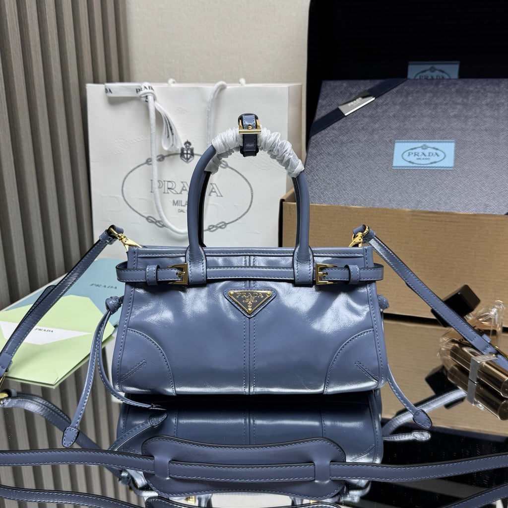 Prada Bonnie Mini Bag – Slate Blue Glazed Leather