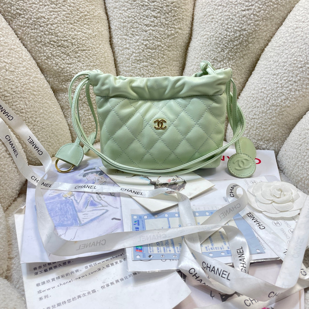Chanel 25 Mini Hobo Bag Mint Green Lambskin & Gold