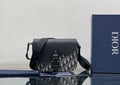 Dior Black Leather and Oblique Jacquard Saddle Messenger Bag with CD Buckle