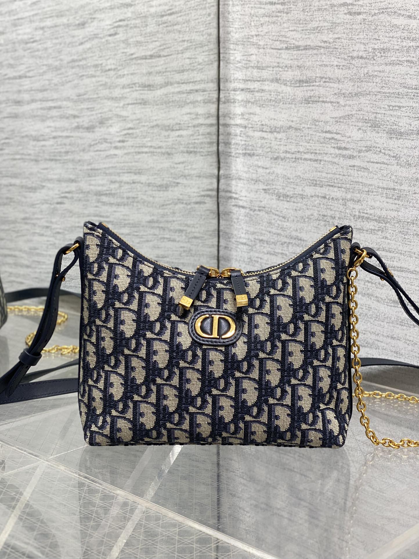 Dior Miss Dior Hobo Bag Blue Oblique Jacquard & Gold — AW Collection