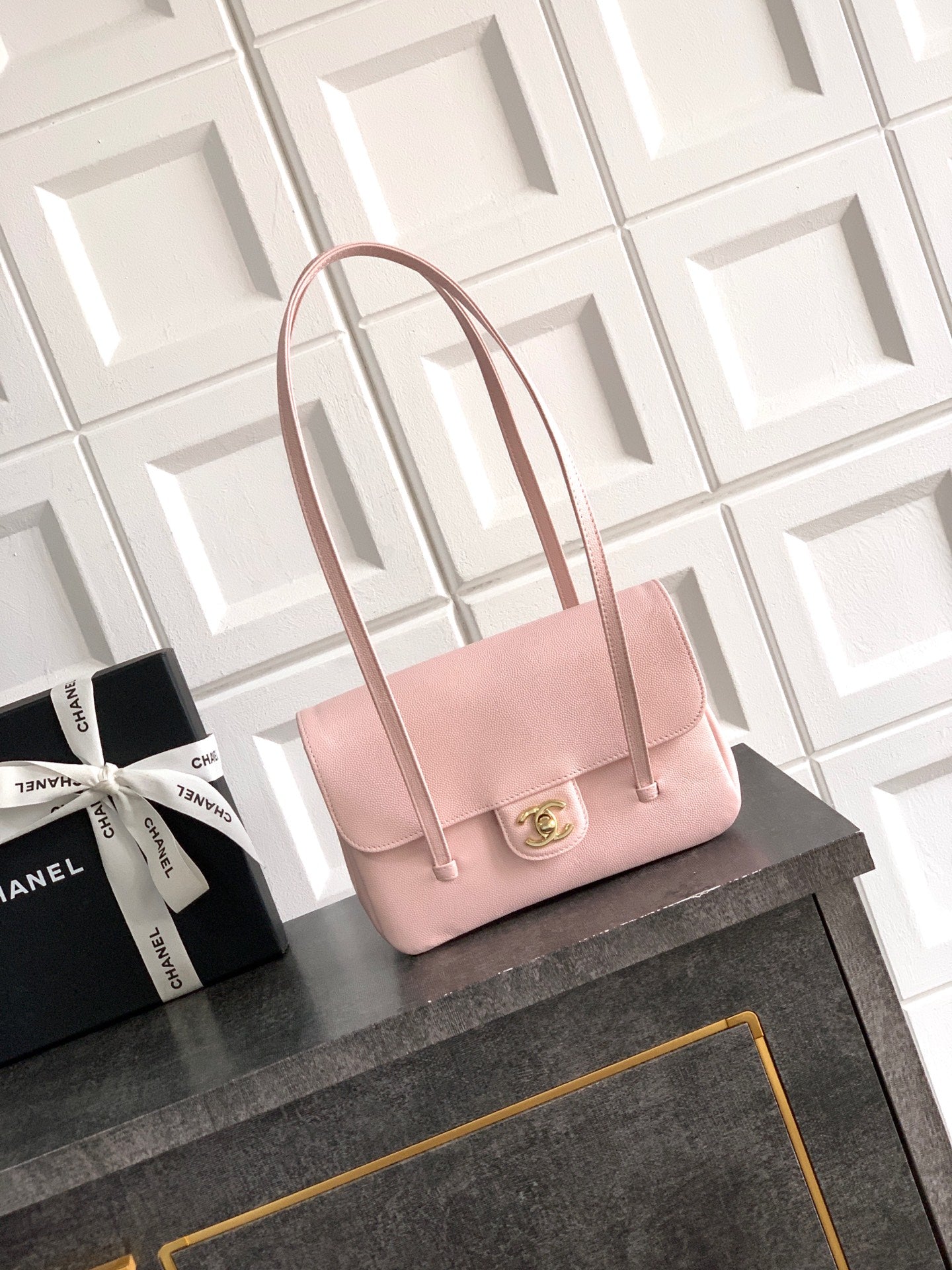 Chanel 26C Small Kelly Shopping Tote — Sakura Pink Caviar Leather with Gold Hardware