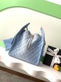 Chanel 25P Quilted Denim Drawstring Bucket Bag — Light Blue