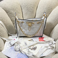 Chanel 25C Cruise Woven Drawstring Mini Bucket Bag White & Gold