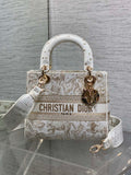 Dior Lady D-Lite Bag – Jungle Animal Constellation Embroidery (White / Gold Thread)