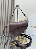 Dior Saddle Bag — Burgundy Grained Calfskin with Gold Hardware