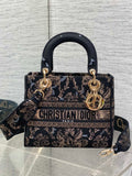 Dior Lady D-Lite Bag – Animal Toile de Jouy Embroidery (Black / Gold)