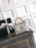 Chanel Coco Handle Small 14 Platinum Silver Gold Diamond Handle 25A