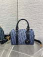 Dior Groove 20 Mini Boston Bag — Blue Dior Oblique Denim with Black Leather Trim