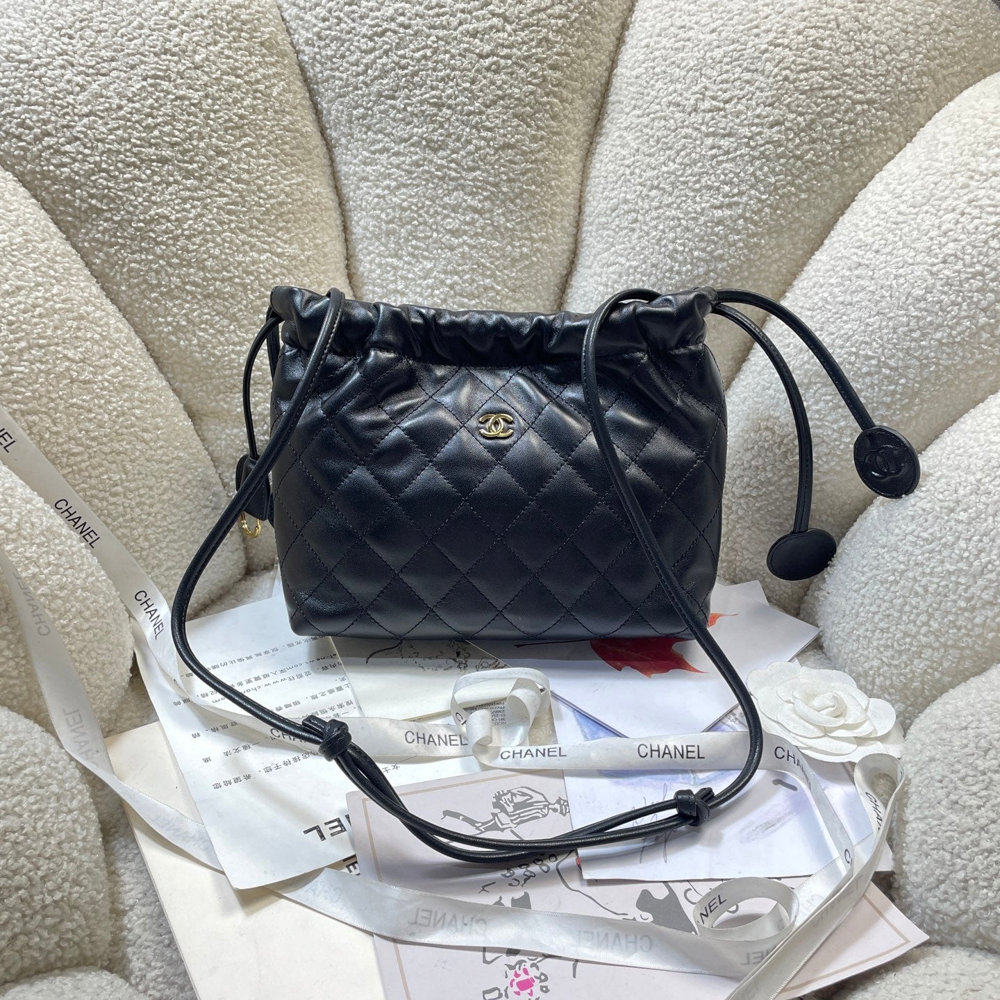 Chanel 25 Small Hobo Bag Black Lambskin & Gold