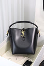 Saint Laurent Le 37 Small Bucket Bag — Black Shiny Leather with Antique Gold Hardware