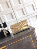 Chanel 26X Luminous Gold Metallic Woven Clutch Bag
